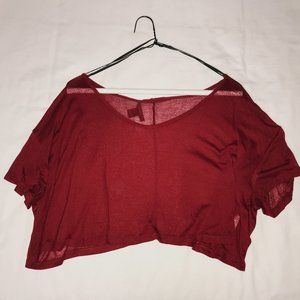 Maroon/Red Sheer Cropped Tee